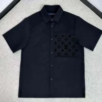 Louis Vuitton Men Flocked Short-Sleeved Cotton Shirt 1AFR05 (1)