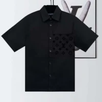 Louis Vuitton Men Flocked Short-Sleeved Cotton Shirt 1AFR05 (1)