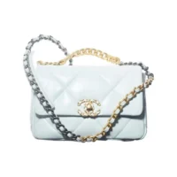 Chanel Women 19 Handbag Shiny Lambskin Gold-Tone Silver-Tone & Ruthenium-Light Blue (1)