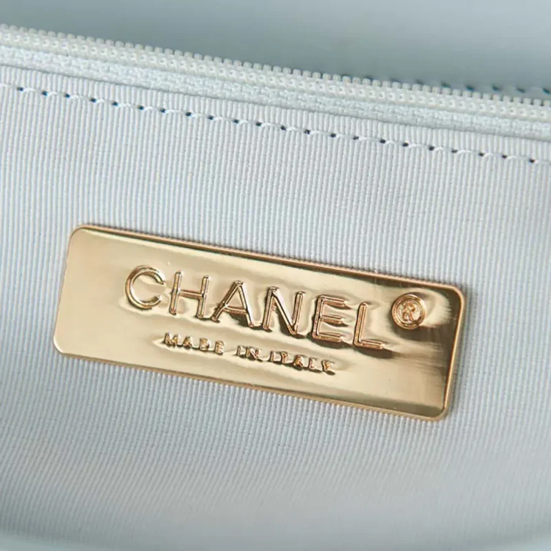 Chanel Women 19 Handbag Shiny Lambskin Gold-Tone Silver-Tone & Ruthenium-Light Blue