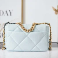 Chanel Women 19 Handbag Shiny Lambskin Gold-Tone Silver-Tone & Ruthenium-Light Blue (1)