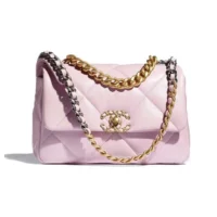 Chanel Women 19 Handbag Shiny Lambskin Gold-Tone Silver-Tone & Ruthenium-Light Pink (1)