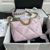 Chanel Women 19 Handbag Shiny Lambskin Gold-Tone Silver-Tone & Ruthenium-Light Pink (1)