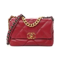 Chanel Women 19 Handbag Shiny Lambskin Gold-Tone Silver-Tone & Ruthenium-Red (1)