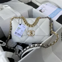 Chanel Women 19 Handbag Shiny Lambskin Gold-Tone Silver-Tone & Ruthenium-White (1)