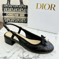 Dior Women Ballet Slingback Pump Black Quilted Cannage Calfskin (1)