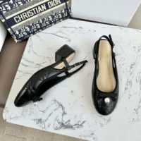 Dior Women Ballet Slingback Pump Black Quilted Cannage Calfskin (1)