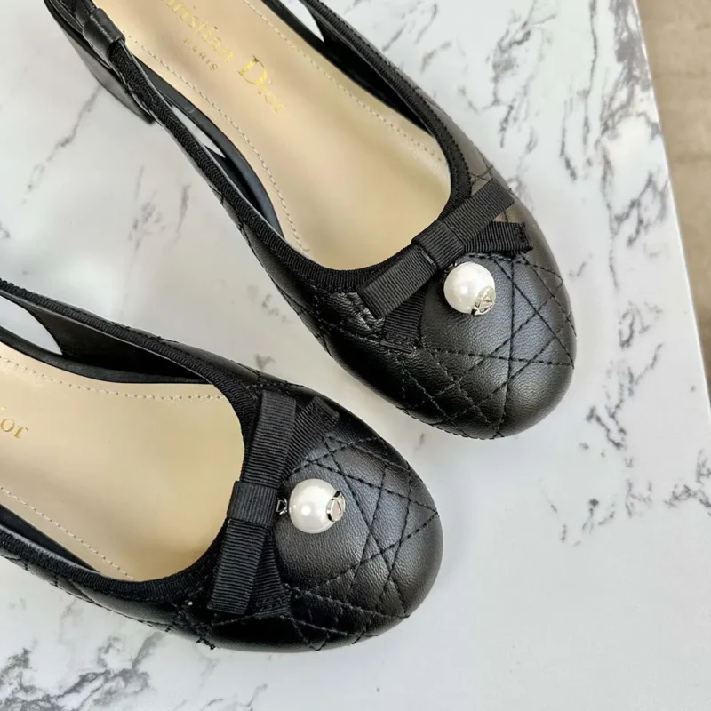 Dior Women Dior Women Ballet Slingback Pump Black Quilted Cannage Calfskin