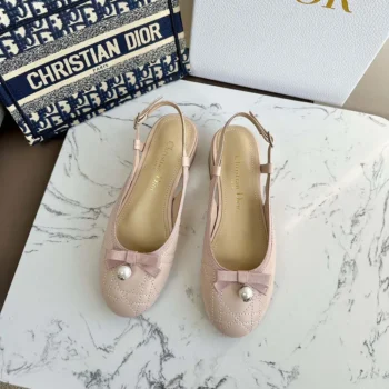 Dior Women Ballet Slingback Pump Nude Quilted Cannage Calfskin