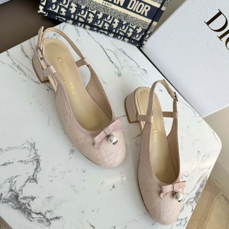 Dior Women Ballet Slingback Pump Nude Quilted Cannage Calfskin