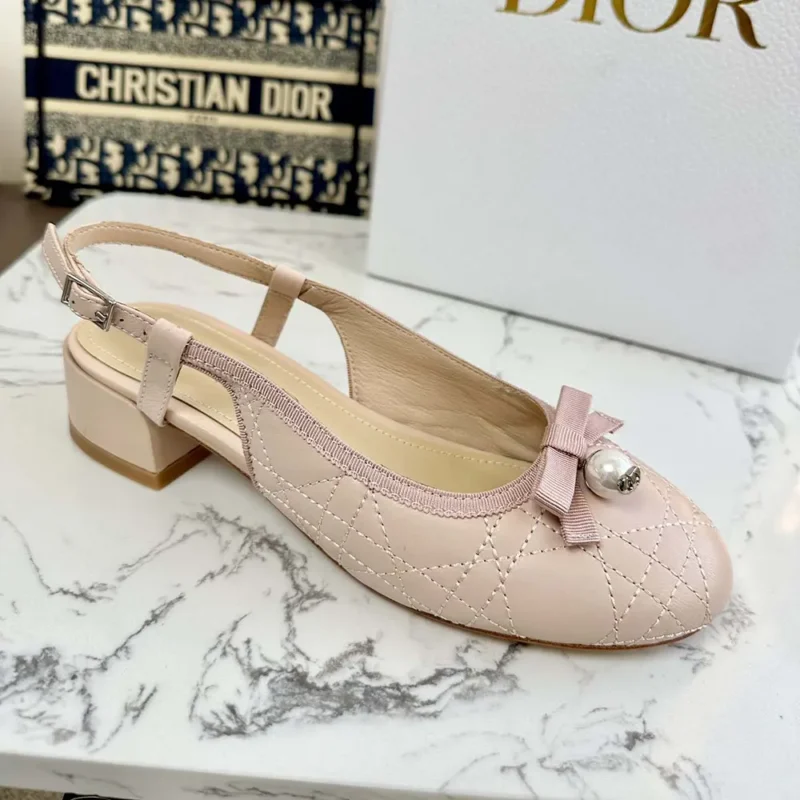 Dior Women Ballet Slingback Pump Nude Quilted Cannage Calfskin