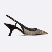 Dior Women Capture Slingback Pump Transparent Mesh with Silver-Tone Strass Cannage Motif (1)