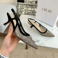 Dior Women Capture Slingback Pump Transparent Mesh with Silver-Tone Strass Cannage Motif (1)