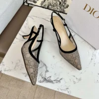 Dior Women Capture Slingback Pump Transparent Mesh with Silver-Tone Strass Cannage Motif (1)