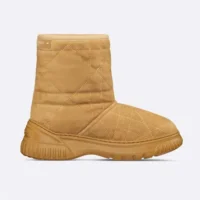 Dior Women Frost Ankle Boot Camel Cannage Suede and Ecru Lambskin Shearling