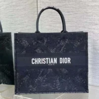 Dior Women Large Book Tote Black D-Lace Butterfly Embroidery (1)