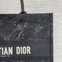 Dior Women Large Book Tote Black D-Lace Butterfly Embroidery (1)