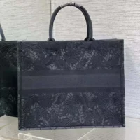 Dior Women Large Book Tote Black D-Lace Butterfly Embroidery (1)