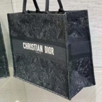 Dior Women Large Book Tote Black D-Lace Butterfly Embroidery (1)