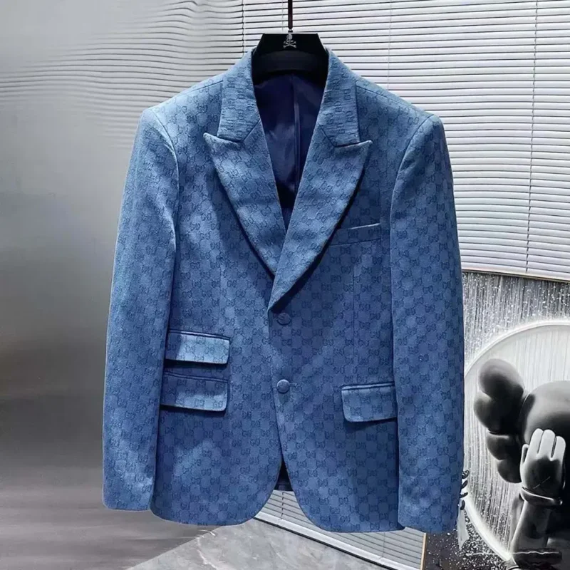 Gucci Men Broken Suits for GG Flannel Jacket-Blue