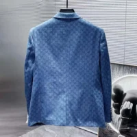 Gucci Men Broken Suits for GG Flannel Jacket-Blue (1)