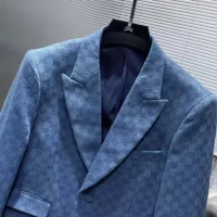 Gucci Men Broken Suits for GG Flannel Jacket-Blue (1)