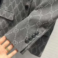 Gucci Women Broken Suits for GG Flannel Jacket-Grey (1)