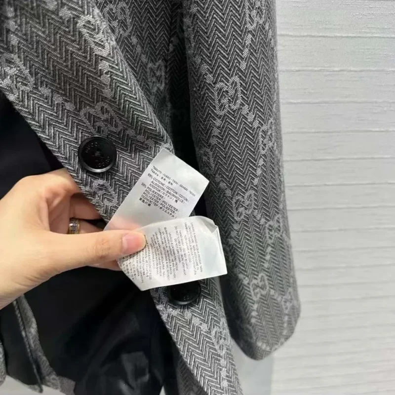 Gucci Women Broken Suits for GG Flannel Jacket-Grey