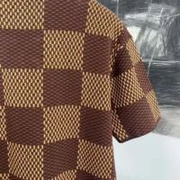 Louis Vuitton Men Damier Short-Sleeved Crewneck With LV Crystal Patch-Brown (1)