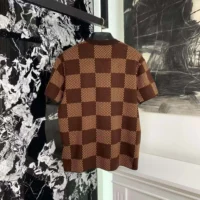 Louis Vuitton Men Damier Short-Sleeved Crewneck With LV Crystal Patch-Brown (1)