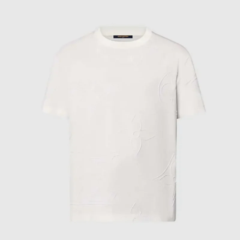 Louis Vuitton Men Monogram Embroidered Cotton T-Shirt-White 1AFYDE