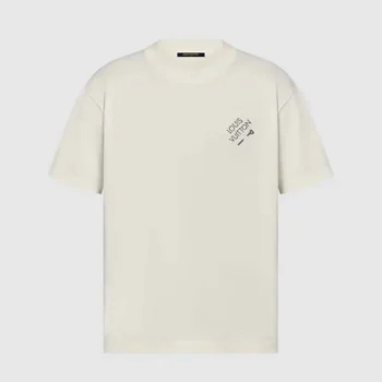 Louis Vuitton Men Signature Short-Sleeved T-Shirt-White 1AATX5