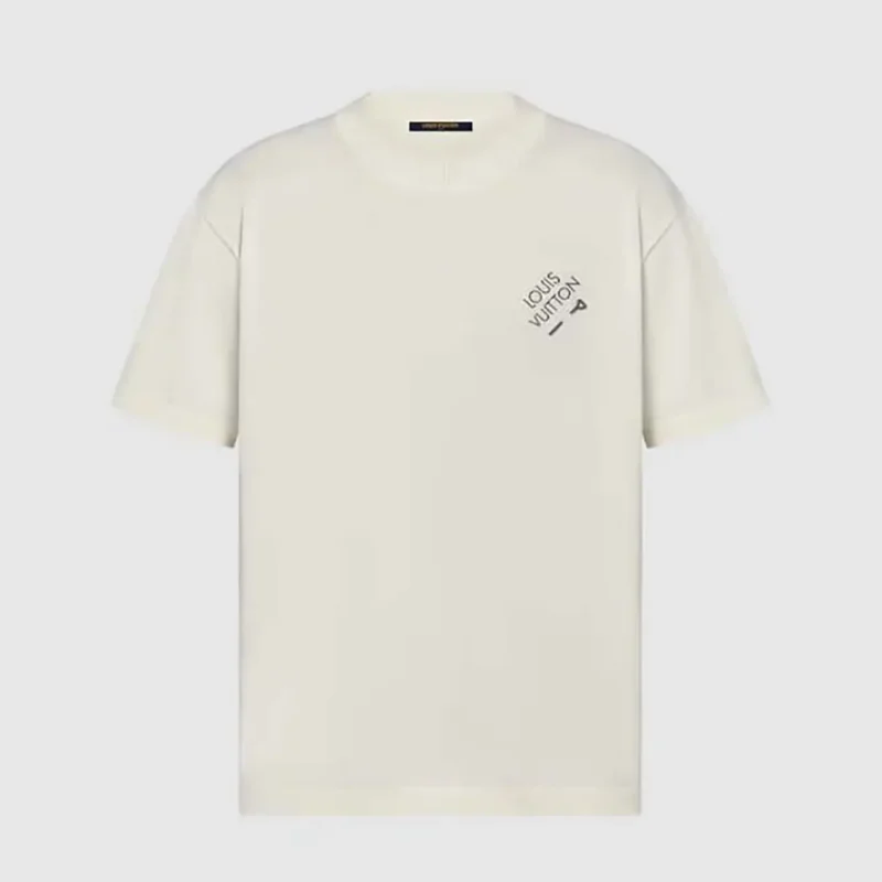 Louis Vuitton Men Signature Short-Sleeved T-Shirt-White 1AATX5