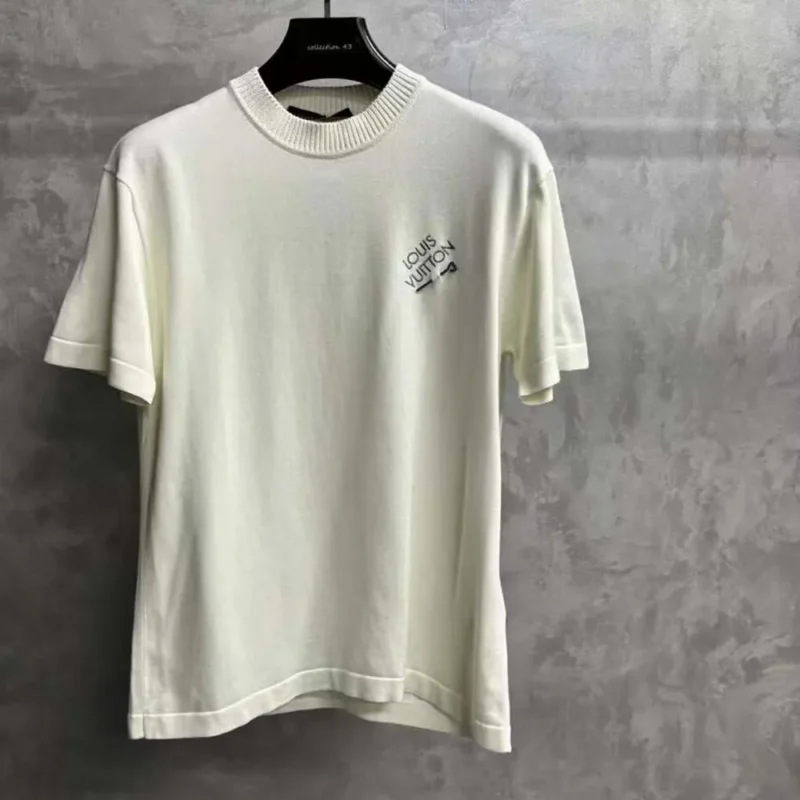 Louis Vuitton Men Signature Short-Sleeved T-Shirt-White 1AATX5