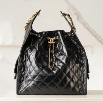 Chanel Women 25 Hobo Bag Calfskin Gold Tone Metal-Black