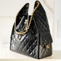 Chanel Women 25 Hobo Bag Calfskin Gold Tone Metal-Black (1)