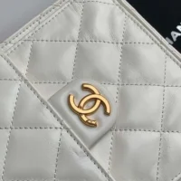 Chanel Women 25 Hobo Bag Calfskin Gold Tone Metal-White (1)