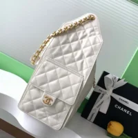 Chanel Women 25 Hobo Bag Calfskin Gold Tone Metal-White (1)