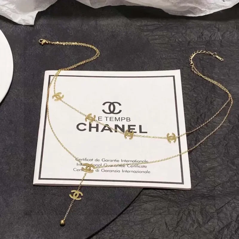 Chanel Women CC Long Necklace in Metal-Gold