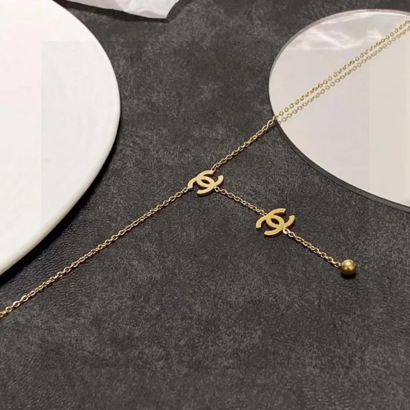 Chanel Women CC Long Necklace in Metal-Gold