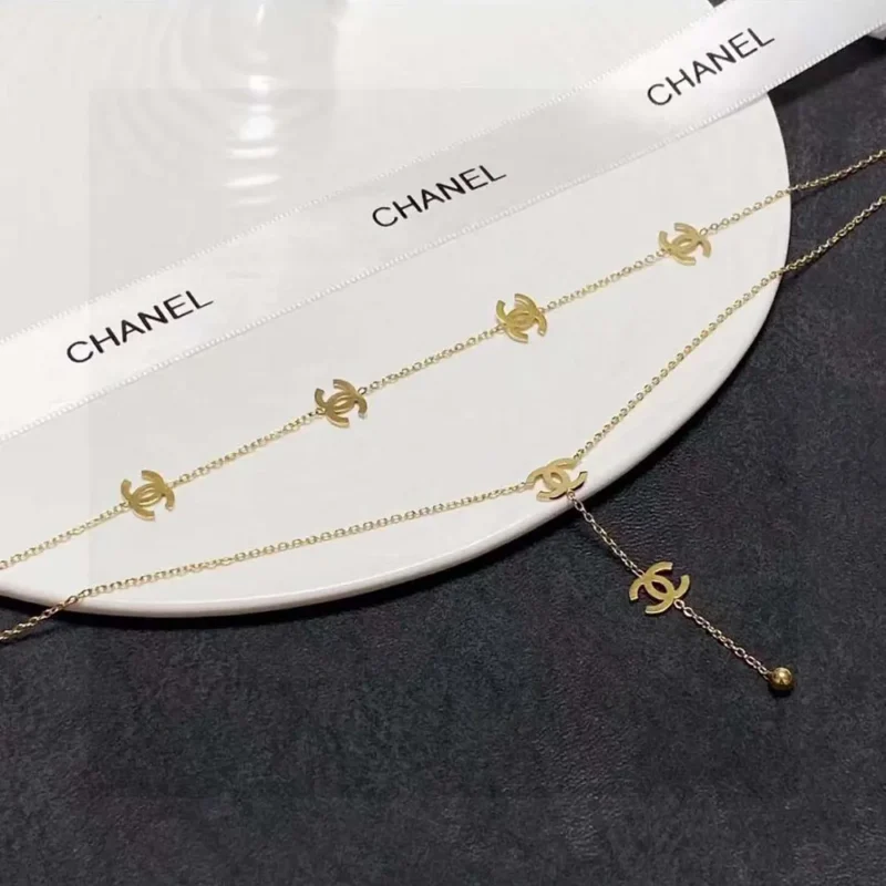 Chanel Women CC Long Necklace in Metal-Gold