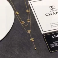 Chanel Women CC Long Necklace in Metal-Gold (1)