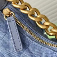 Chanel Women Large Hobo Bag Washed Denim Gold Tone Metal-Blue (1)