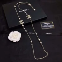 Chanel Women Long Necklace Metal Resin Glass Pearls Diamantes (2)