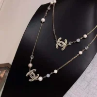 Chanel Women Long Necklace Metal Resin Glass Pearls Diamantes (2)