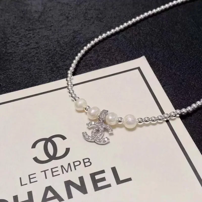 Chanel Women Long Necklace in Metal Resin Glass Pearls