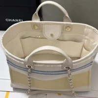 Chanel Women Shopping Bag Cotton Canvas Gold Tone Metal AS3351 (1)