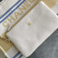 Chanel Women Shopping Bag Cotton Canvas Gold Tone Metal AS3351 (1)