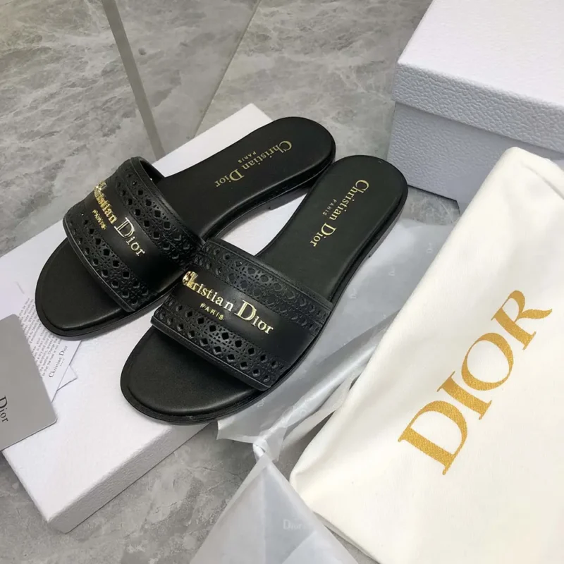 Dior Women Black Calfskin with Openwork Microcannage Motif