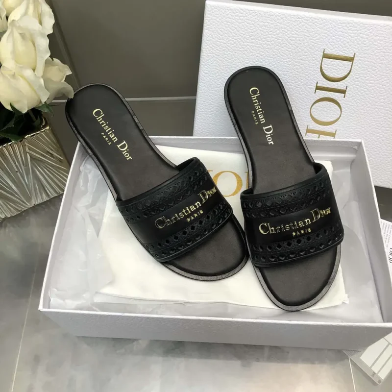 Dior Women Black Calfskin with Openwork Microcannage Motif